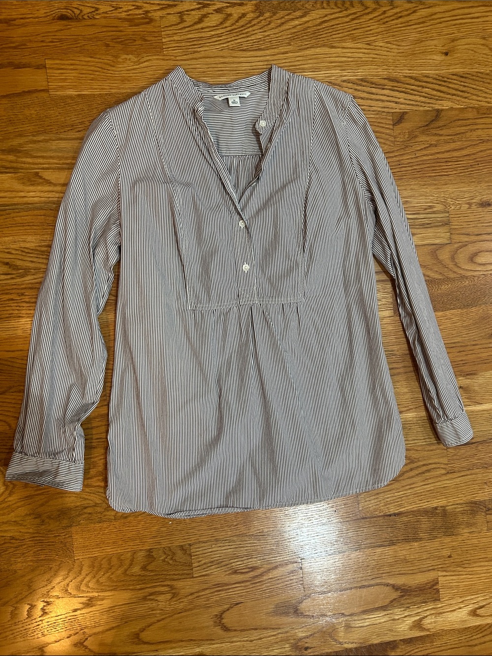 Banana Republic Brown and White Striped Button Shirt